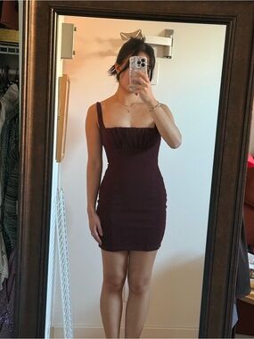 Capulet Burgundy Square-Neck Mini Bodycon Dress